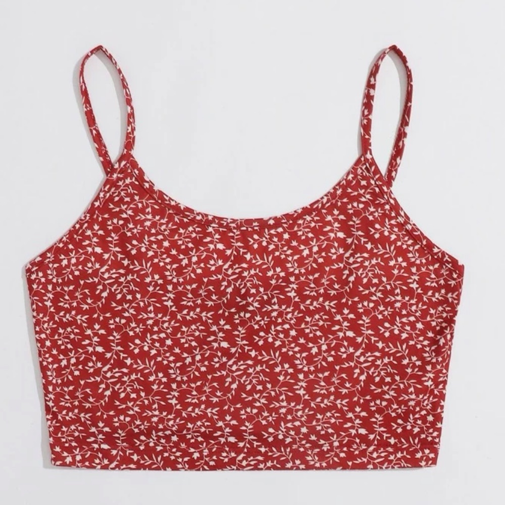 Red Floral Crop Top Size S - Picture 1 of 3